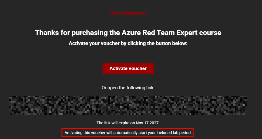 Activate Voucher Email