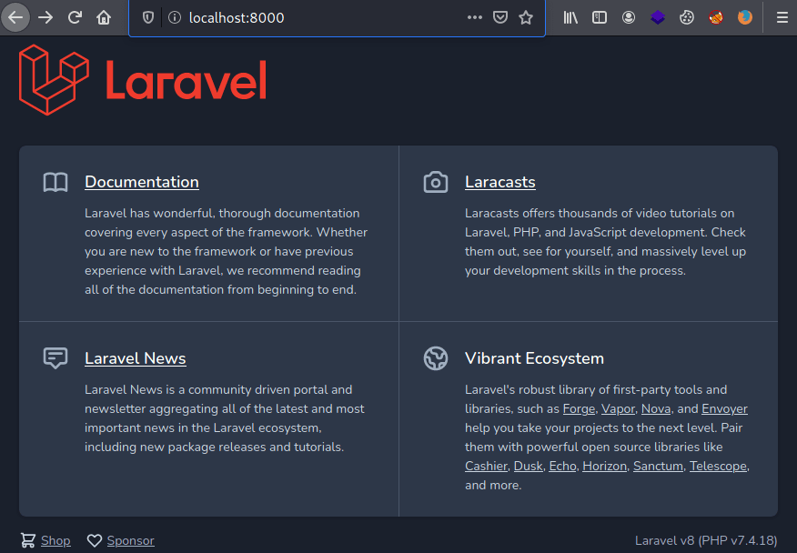 Laravel web page