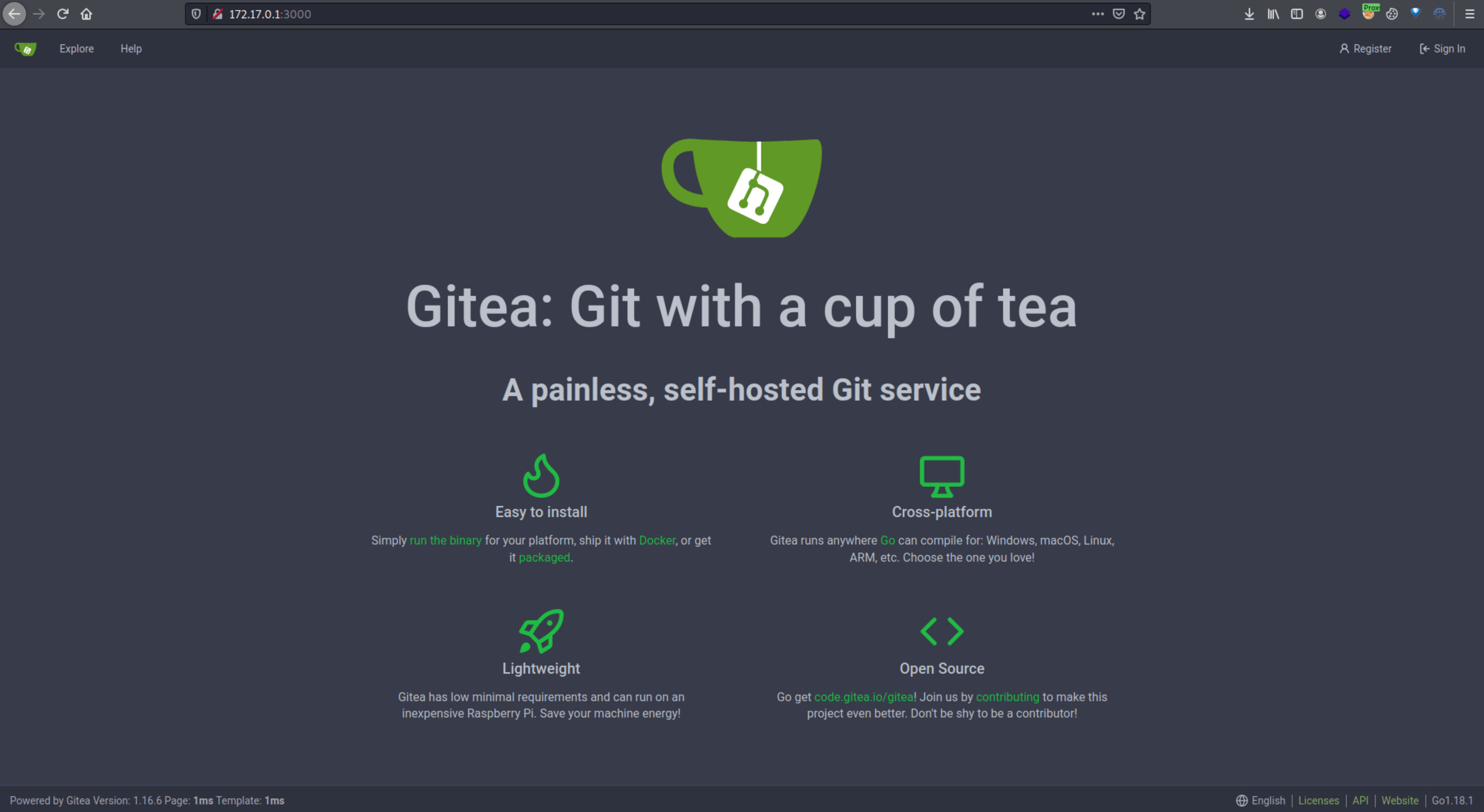 Gitea web page