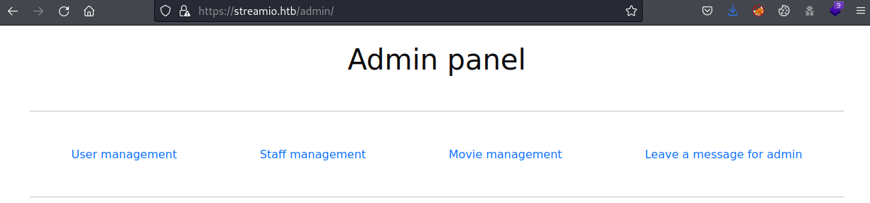 Admin panel