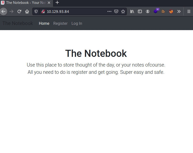 TheNotebook web page